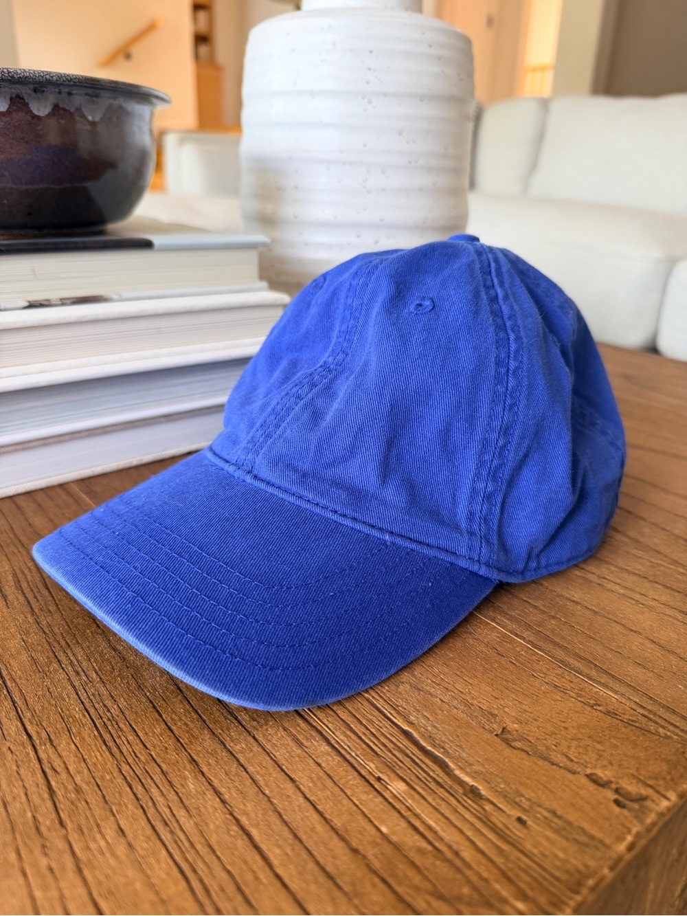 Madewell Organic Cotton Broken In Baseball Cap One Size Blue Leather Strap - Picture 3 of 6